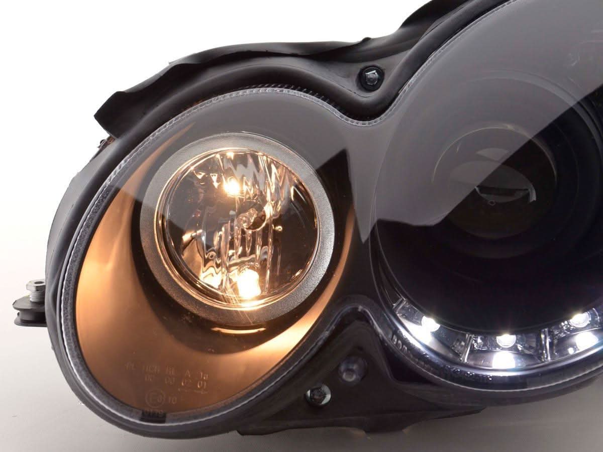 Mercedes Benz CLK (209) Black LED Headlights with Daytime Running Lights (2004-2009)