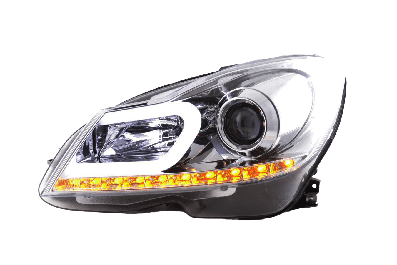 Mercedes W204 C-Class Chrome LED Headlights with DRL (2011 - 2014)