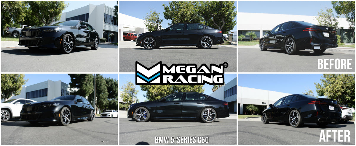 Megan Racing Euro Series Coilover Kit for 2024 BMW 5‑Series G60 AWD – 30‑click damping, monotube, full-length adjustability - MR-CDK-BG60X-EU