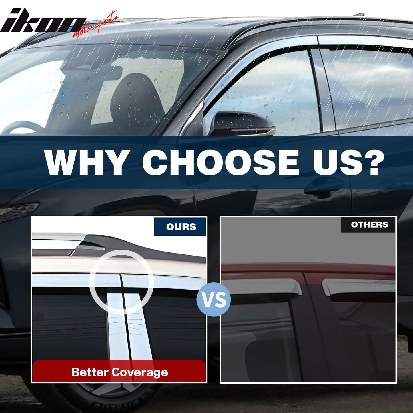 2007-2011 Honda CR-V Window Visor ABS Chrome Rain Guard 6PC Deflector