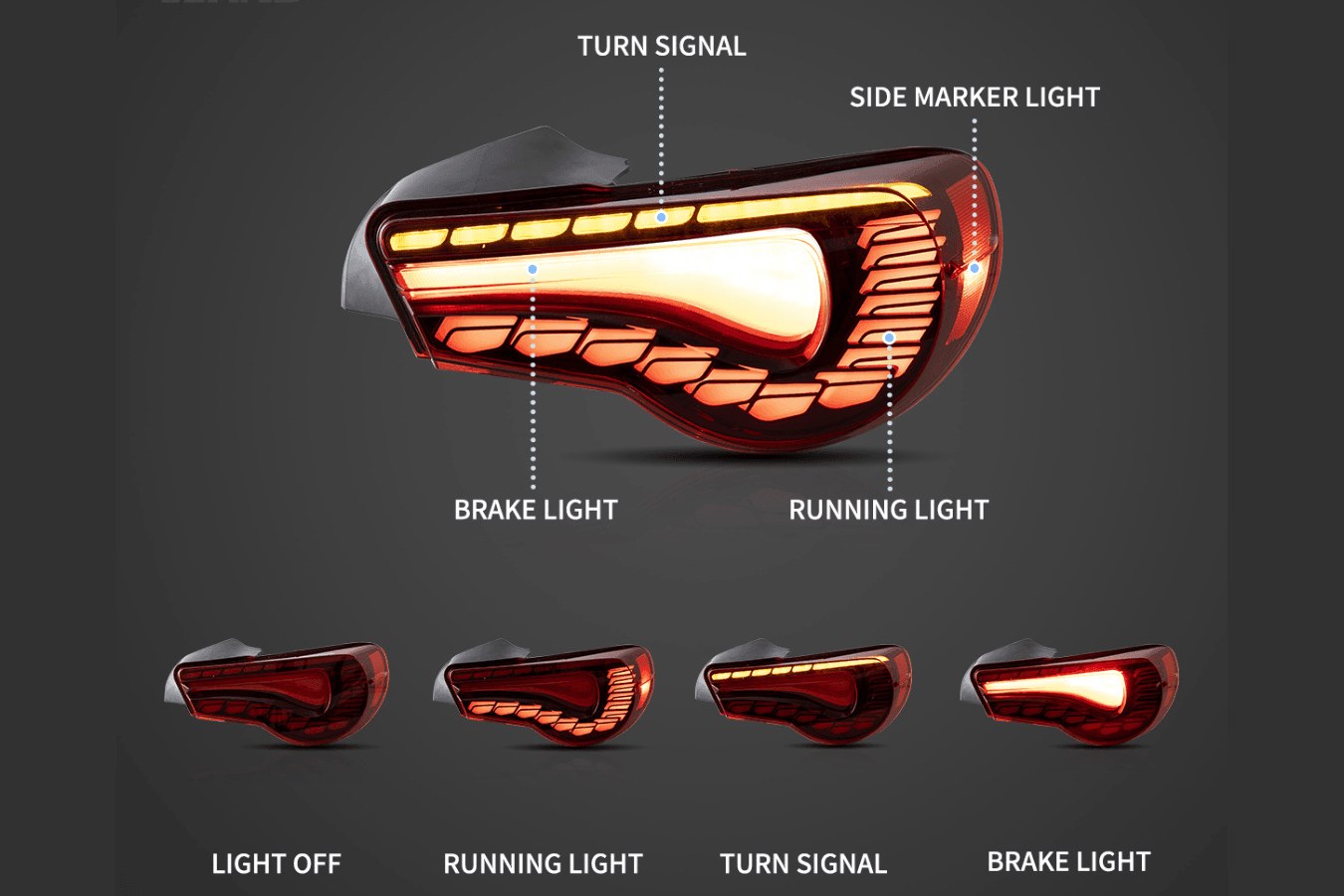 Scion FR-S Subaru BRZ Toyota 86 GT86 FT86 GTS Style LED Tail Lights (2012-2020)