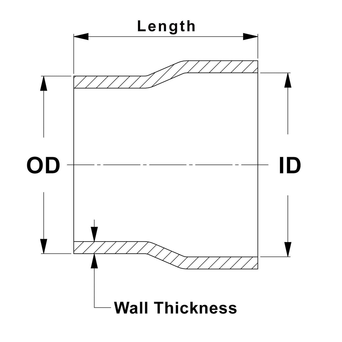 HPS Performance Products HPS 2-1/2" OD to 2-1/2" ID, 6061 Aluminum Slip Fit Transition Reducer Tube Joiner, 4" Long