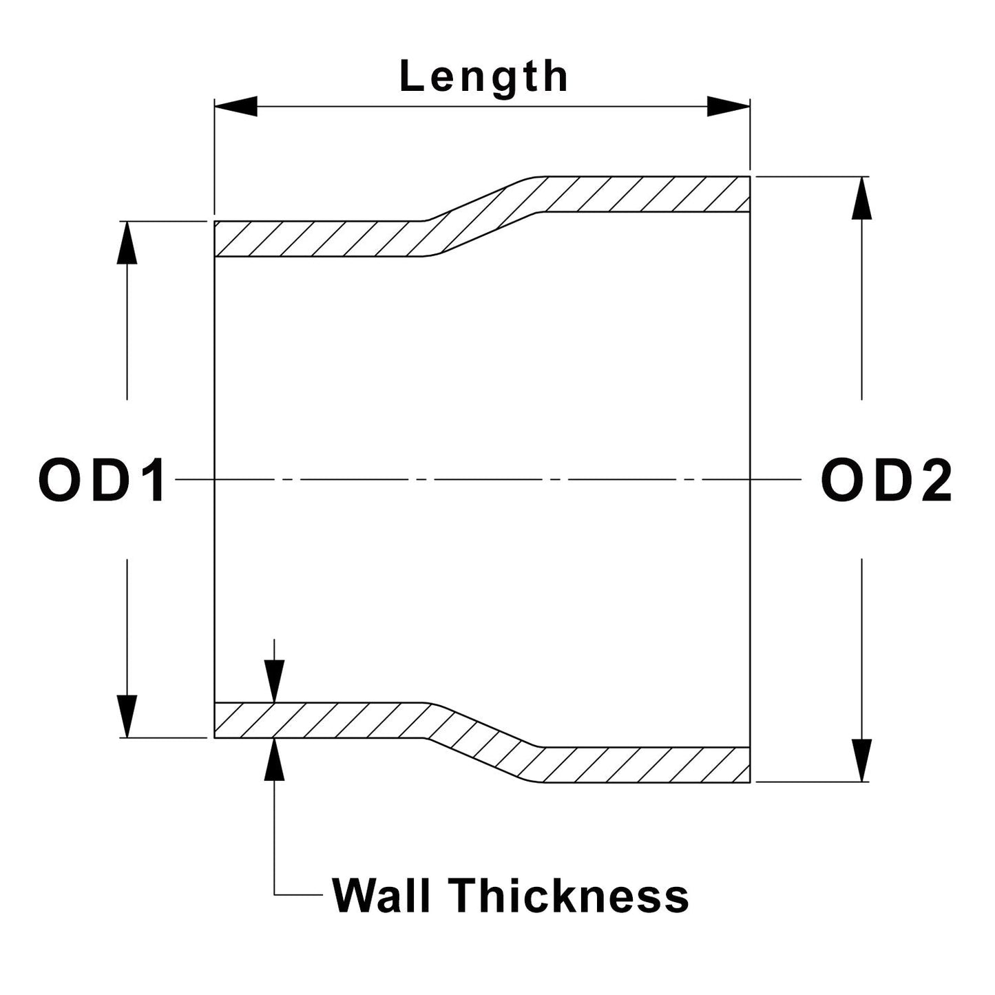 HPS Performance Products HPS 2-1/4" - 2-1/2" OD, 4" Long 6061 Aluminum Step Up Transition Joiner Reducer Tube Piping