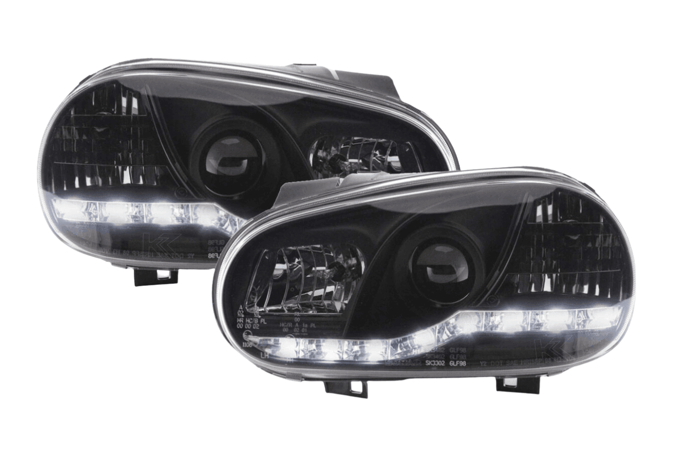 Volkswagen Golf 4 Black LED Headlights with Daytime Running Lights (1997 - 2003)