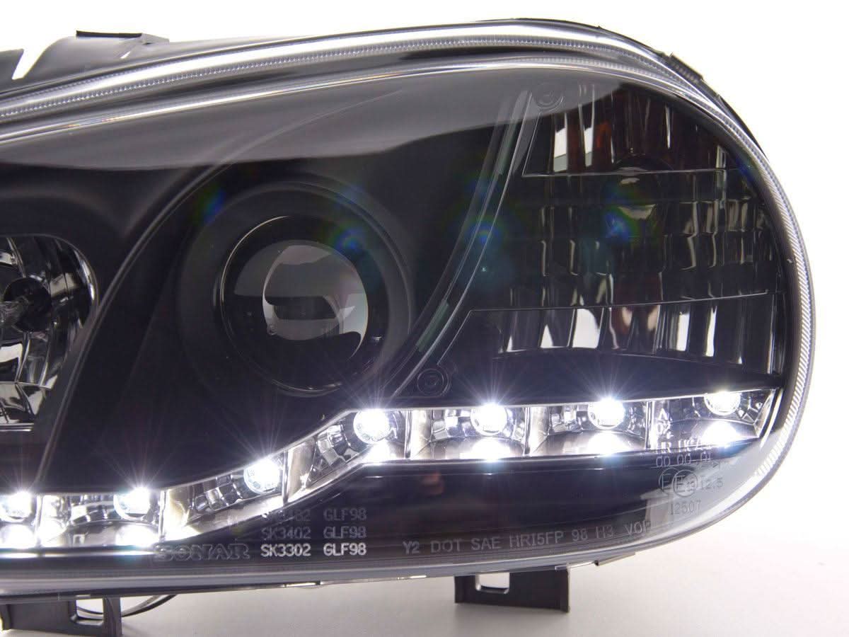 Volkswagen Golf 4 Black LED Headlights with Daytime Running Lights (1998 - 2003)