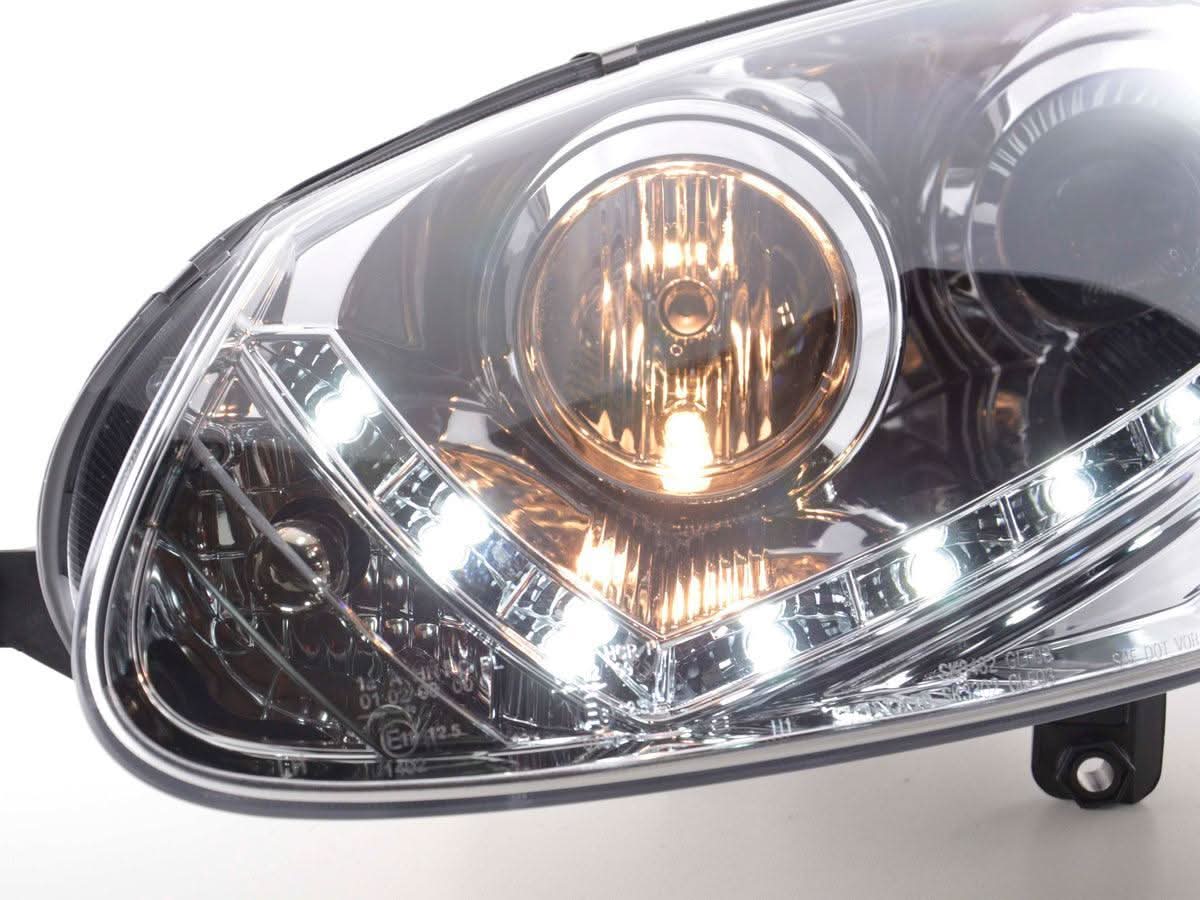 Volkswagen Golf 5 Chrome LED Headlights with Daytime Running Lights (2003 - 2008) - With R87 approval