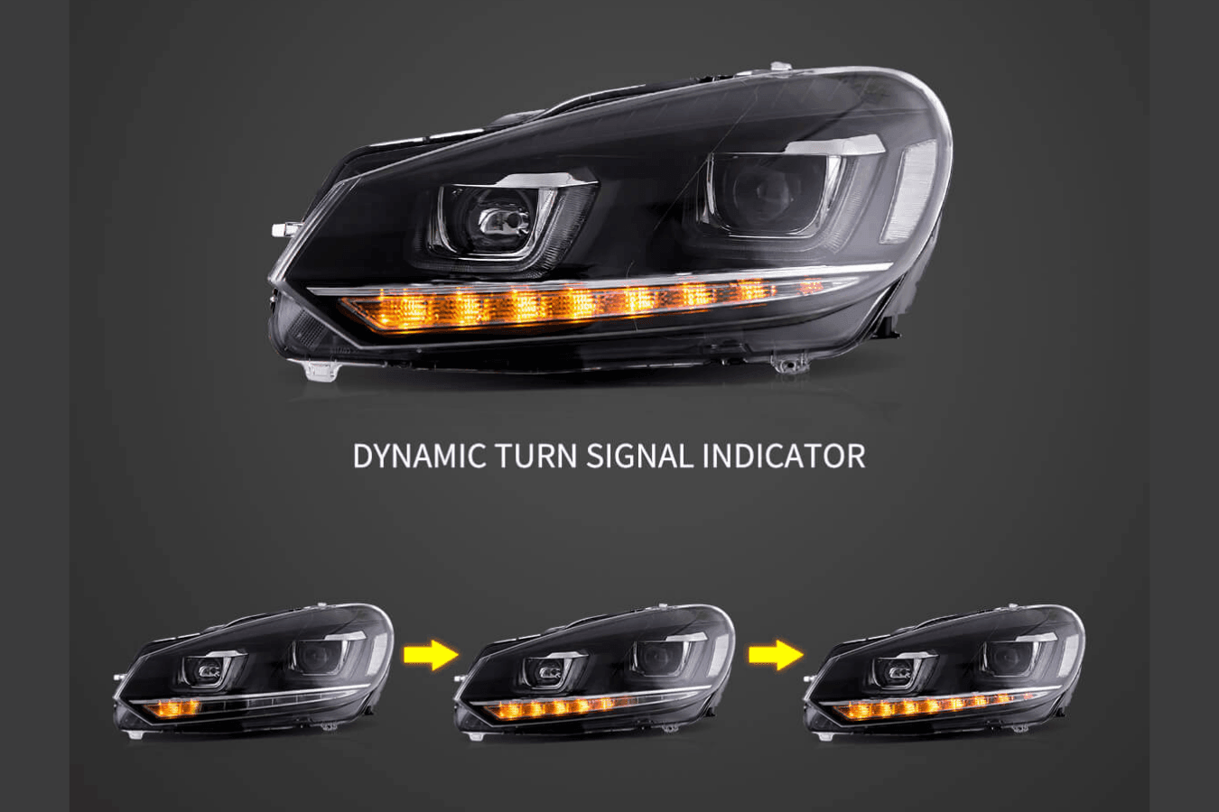 Volkswagen Golf 6 MK6 Black Demon Eyes Projector Headlight (2008 - 2014)