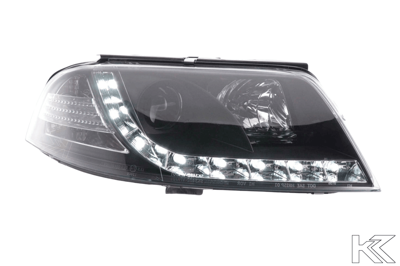 Volkswagen Passat (B5 / 3BG) Black LED Headlights with Daytime Running Lights (2000 - 2005)