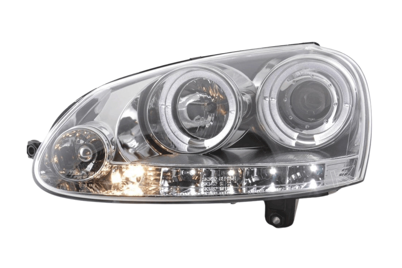 VW Golf 5 (Mk5) Chrome LED Angel Eye Headlights - (2003-2008)