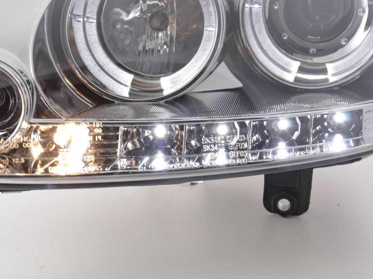 VW Golf 5 (Mk5) Chrome LED Angel Eye Headlights - (2003-2008)