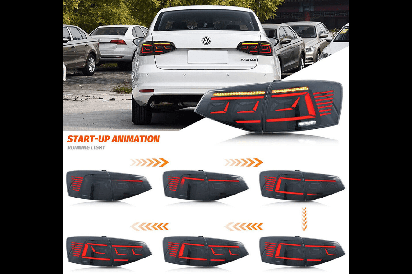 VW Jetta 6th Gen (A6) Dynamic LED Tail Lights 2015-2018