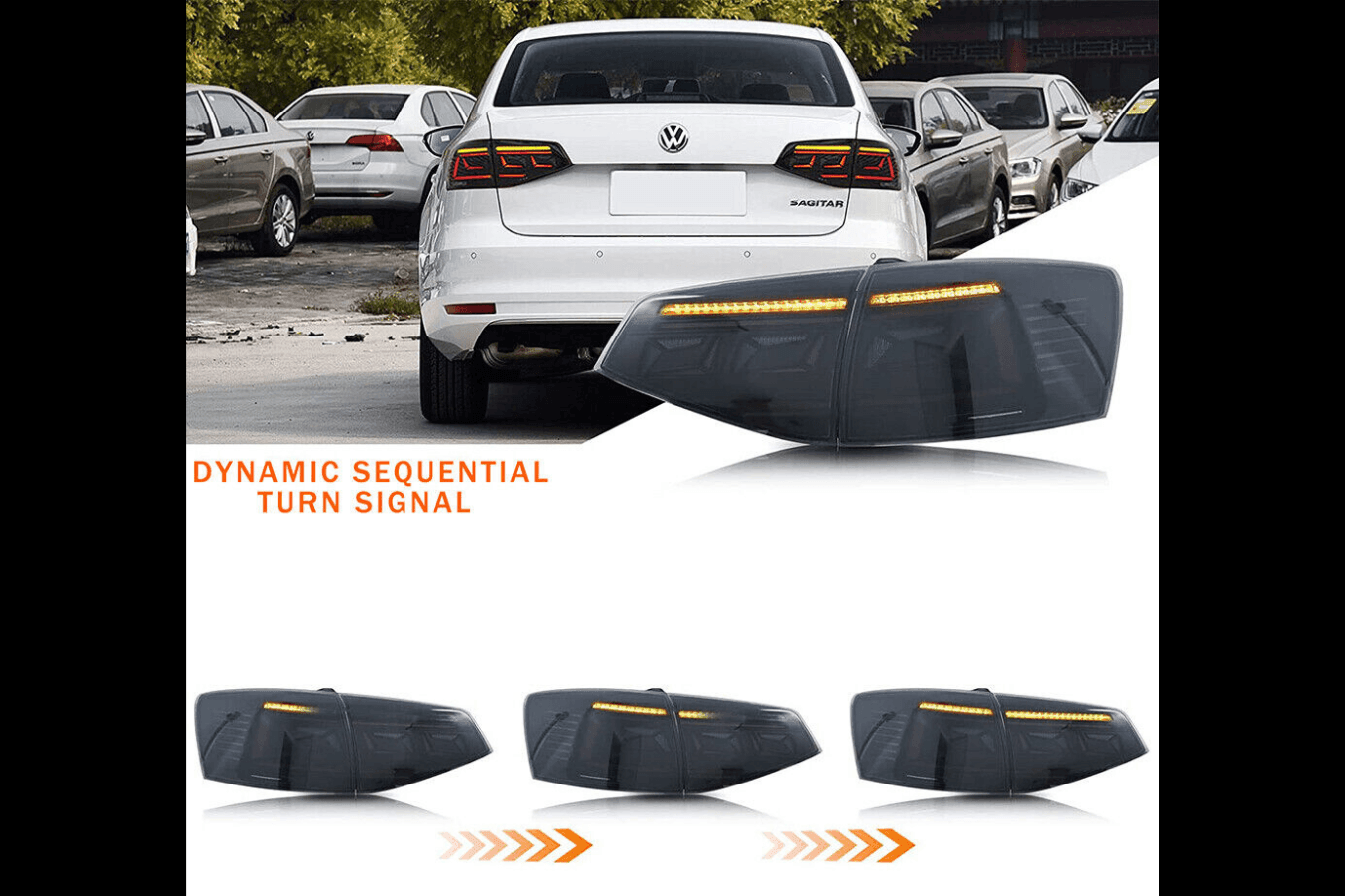 VW Jetta 6th Gen (A6) Dynamic LED Tail Lights 2015-2018