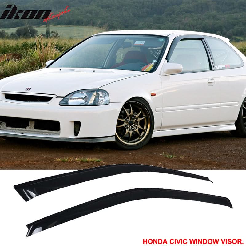 Fits Honda Civic 99-00 3D Mugen Front Bumper Lip + Window Visor